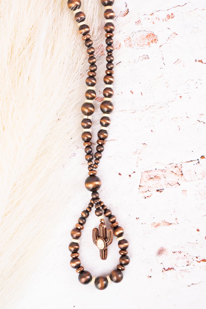 SALE! Marble Mountain Loop Cactus Howlite and Copper Necklace - Wholesale Accessory Market