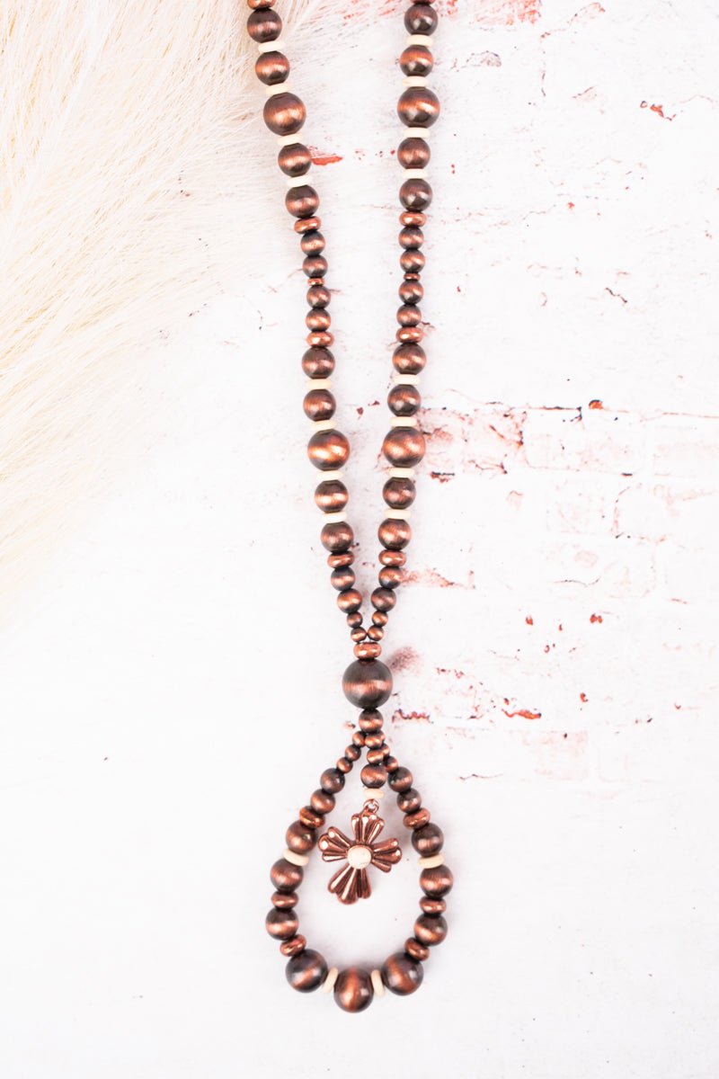 SALE! Marble Mountain Loop Cross Howlite and Copper Necklace - Wholesale Accessory Market