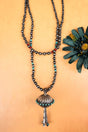 SALE! Layered Silver Navajo Inspired Pearl Single Squash Blossom Necklace - Wholesale Accessory Market