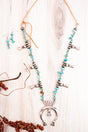 50% OFF! Silvertone and Turquoise Chip Stone Squash Blossom Necklace and Earring Set - Wholesale Accessory Market