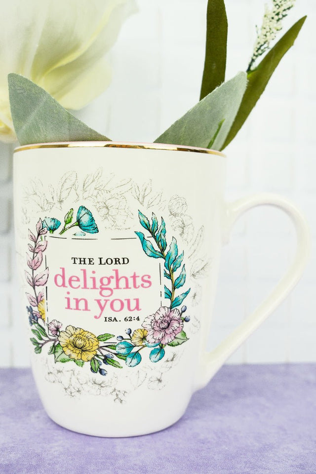 The LORD Delights in You Pink Floral Mug - Wholesale Accessory Market