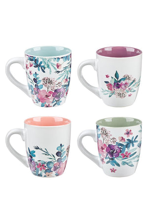 Rejoice Floral 4 Piece Mug Set - Wholesale Accessory Market