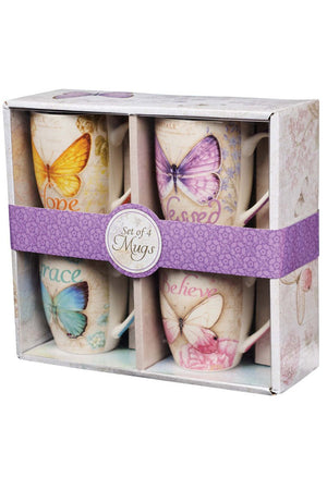 Butterfly Blessings 4 Piece Mug Set - Wholesale Accessory Market