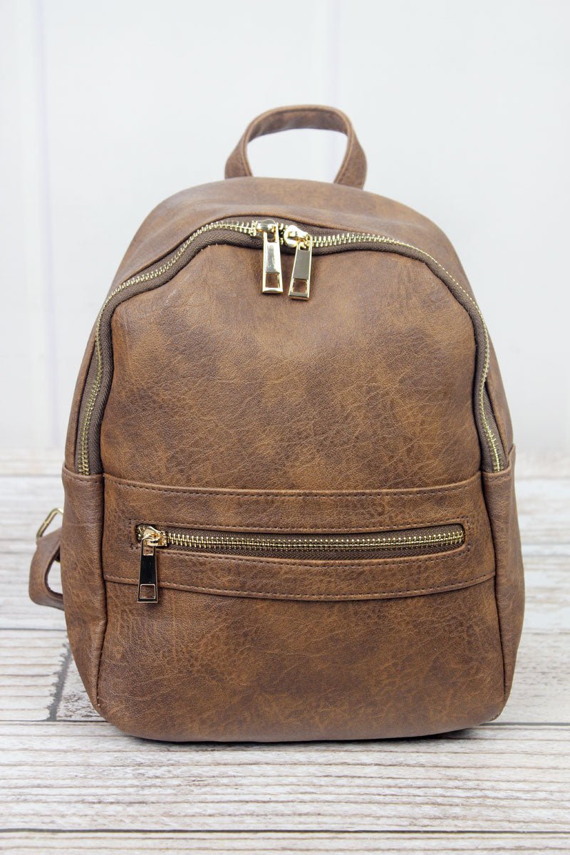 Vintage Ladies Mini Brown Leather Backpack Purse Cute Leather Backpack –  igemstonejewelry