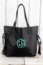 NGIL Black Faux Leather Side Tassel Tote - Wholesale Accessory Market