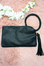 NGIL Black Faux Leather Bangle Clutch - Wholesale Accessory Market