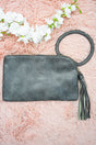 NGIL Dark Gray Faux Leather Bangle Clutch - Wholesale Accessory Market