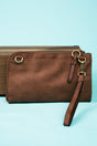 NGIL Brown Faux Leather Cassi Clutch - Wholesale Accessory Market