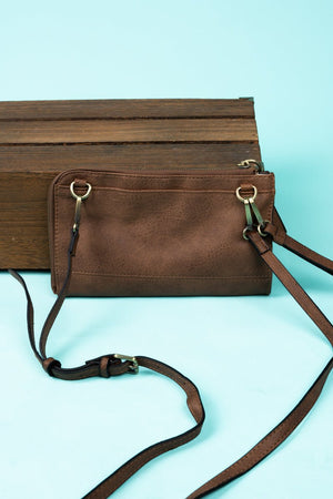 NGIL Brown Faux Leather Cassi Clutch - Wholesale Accessory Market