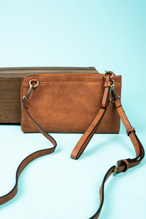 NGIL Light Brown Faux Leather Cassi Clutch - Wholesale Accessory Market