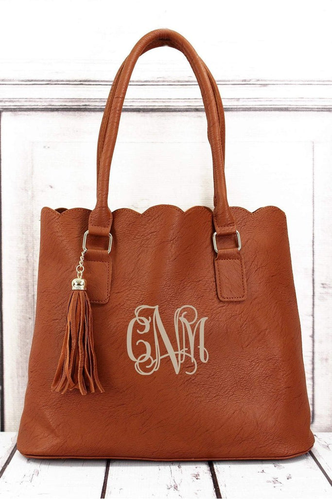 Brown NGIL Faux Leather Side Tassel Purse