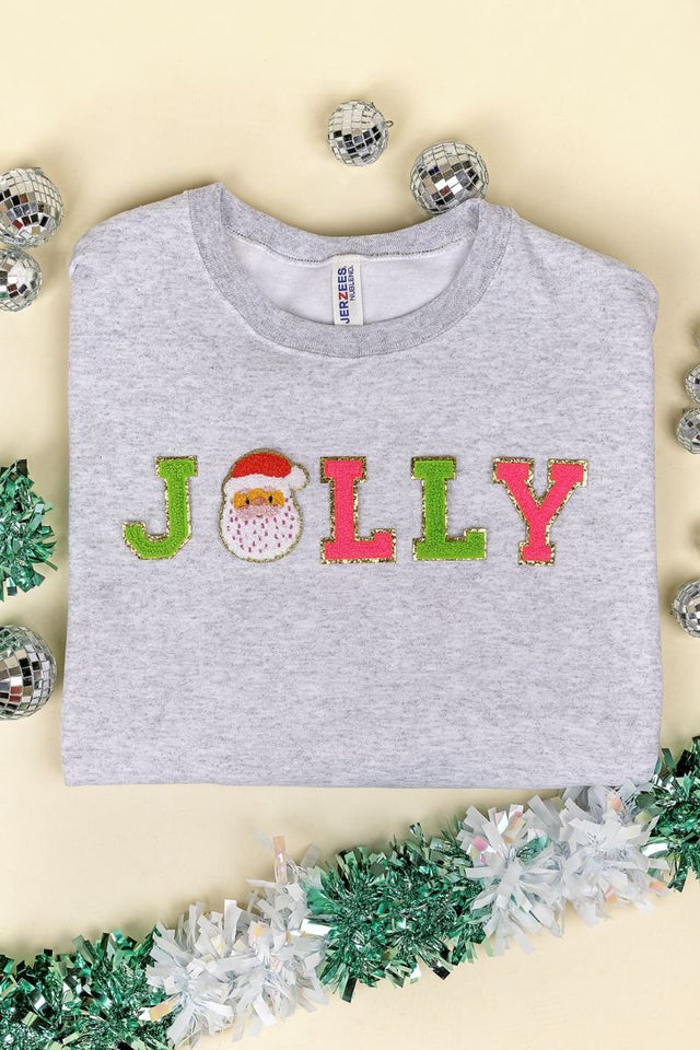 Jolly Santa Chenille Patch Unisex NuBlend Crew Sweatshirt - Wholesale Accessory Market