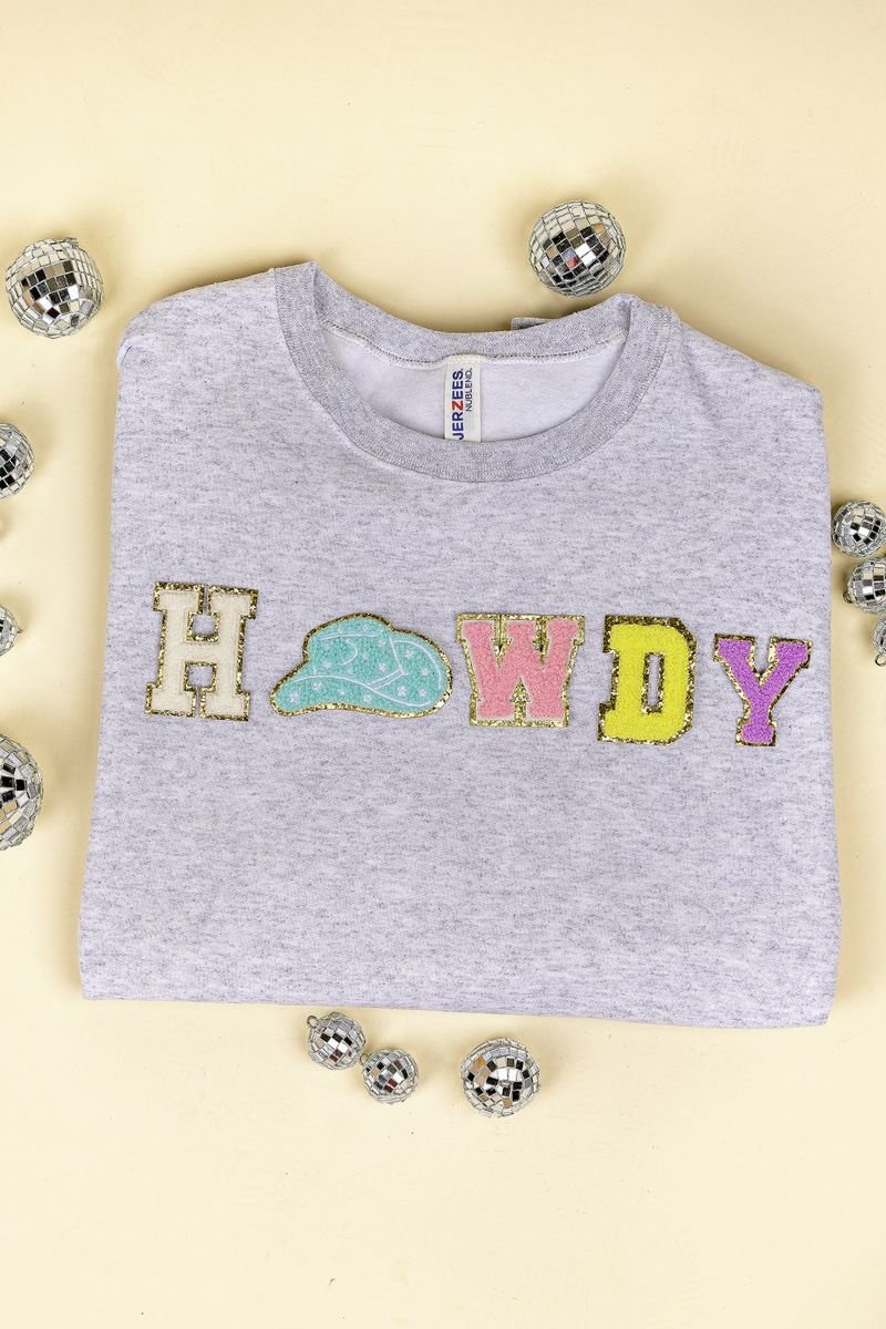 Howdy Chenille Patch Unisex NuBlend Crew Sweatshirt - Wholesale Accessory Market