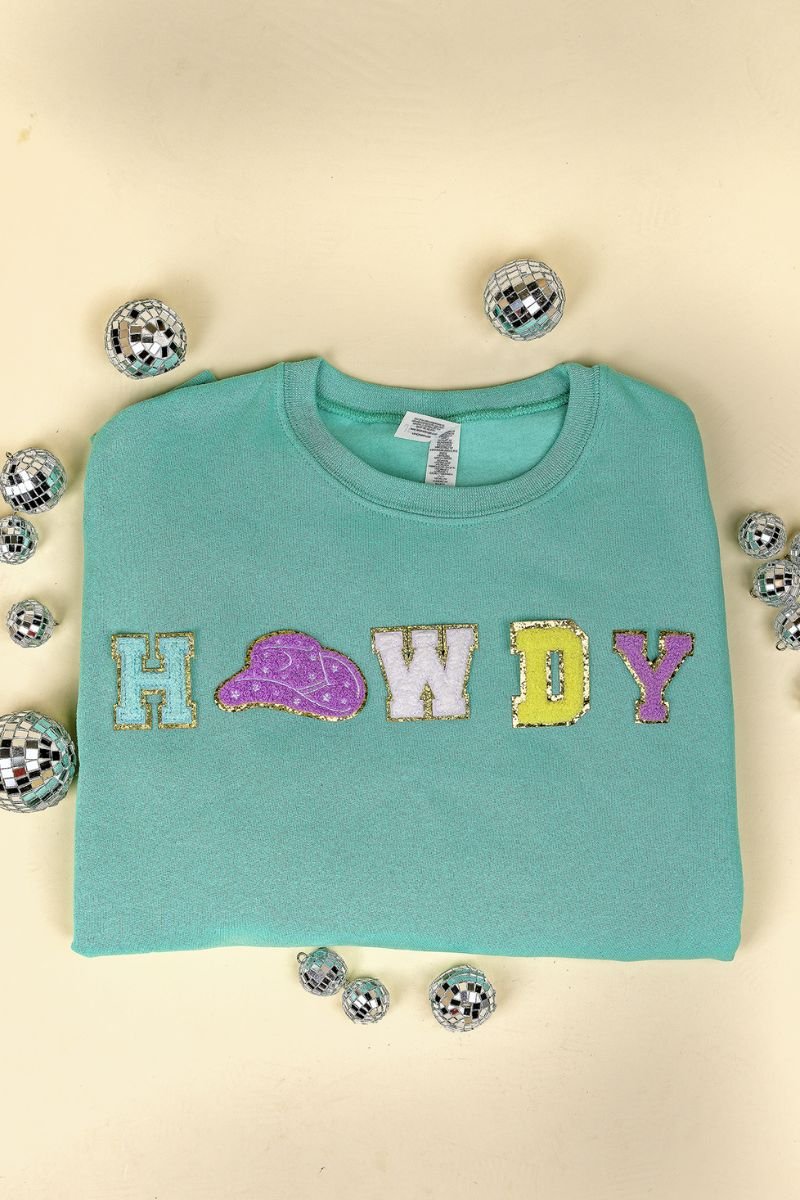 Howdy Chenille Patch Unisex NuBlend Crew Sweatshirt - Wholesale Accessory Market