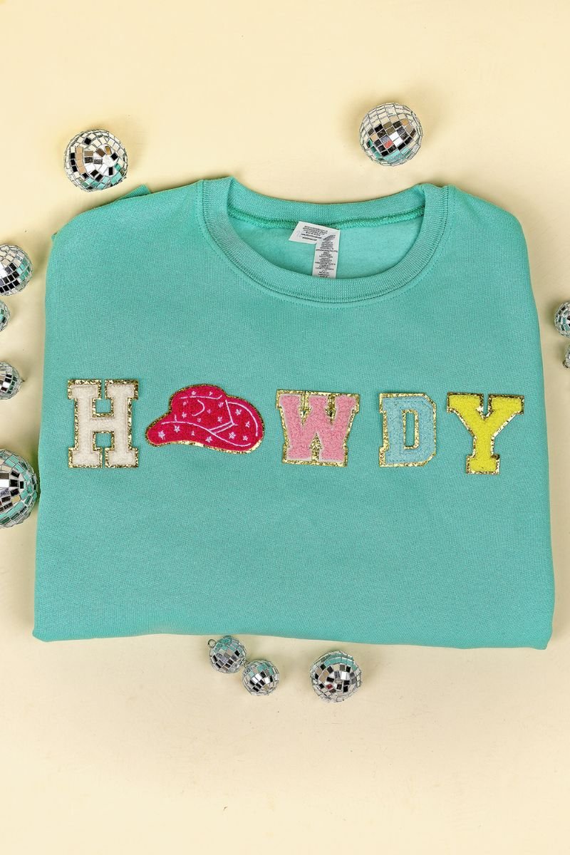 Howdy Chenille Patch Unisex NuBlend Crew Sweatshirt - Wholesale Accessory Market