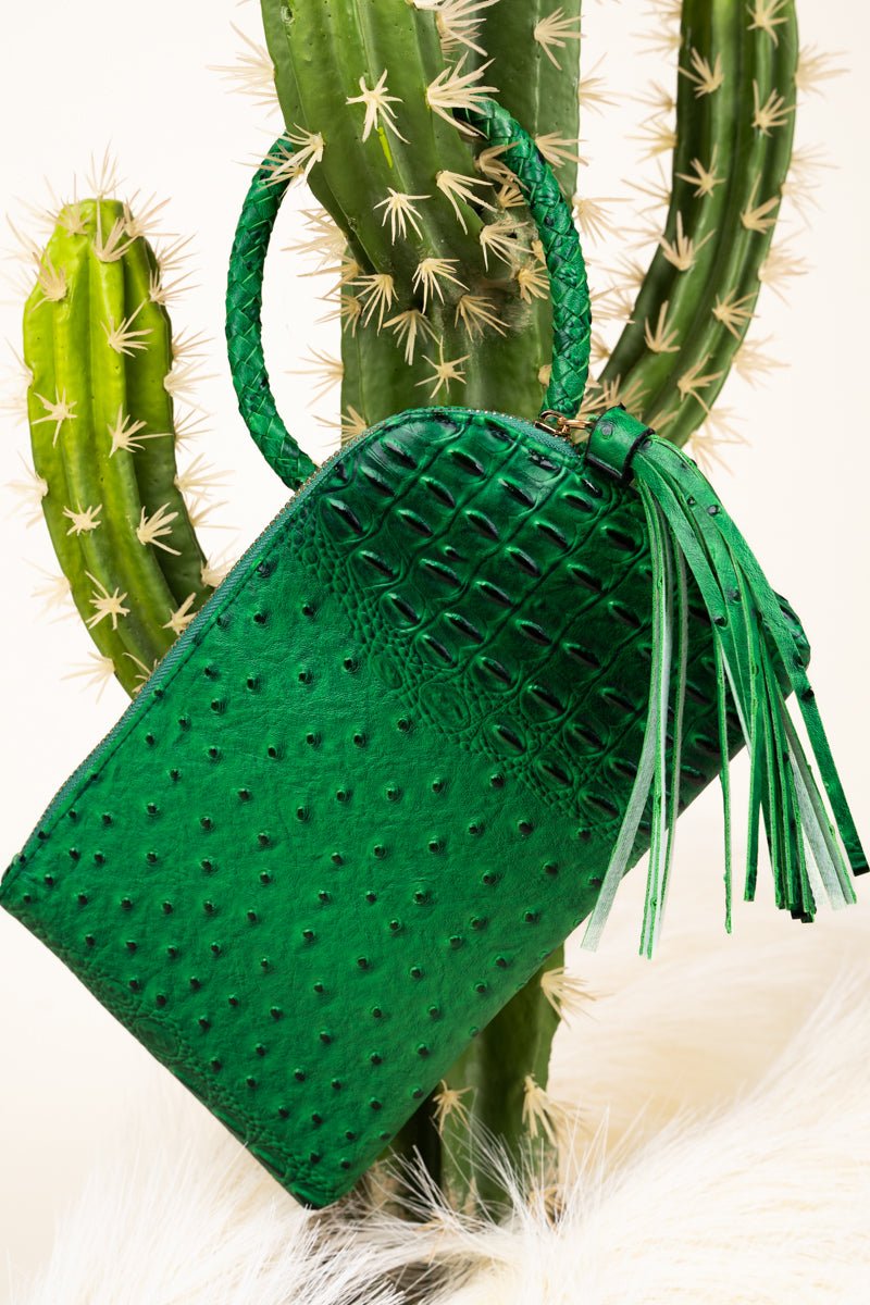 NGIL Green Faux Ostrich Bangle Clutch - Wholesale Accessory Market