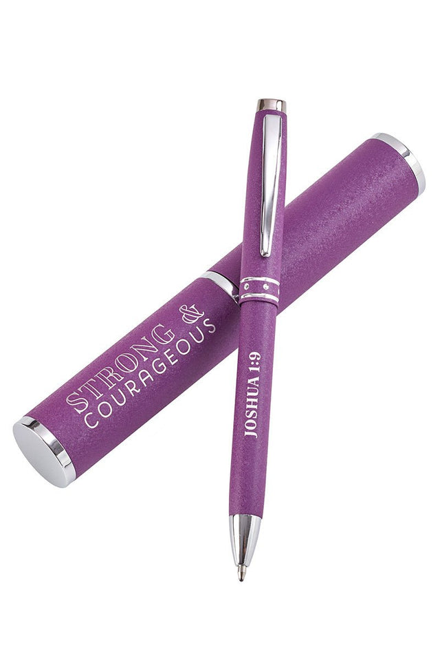 Joshua 1:9 'Strong & Courageous' Pen In Gift Case - Wholesale Accessory Market