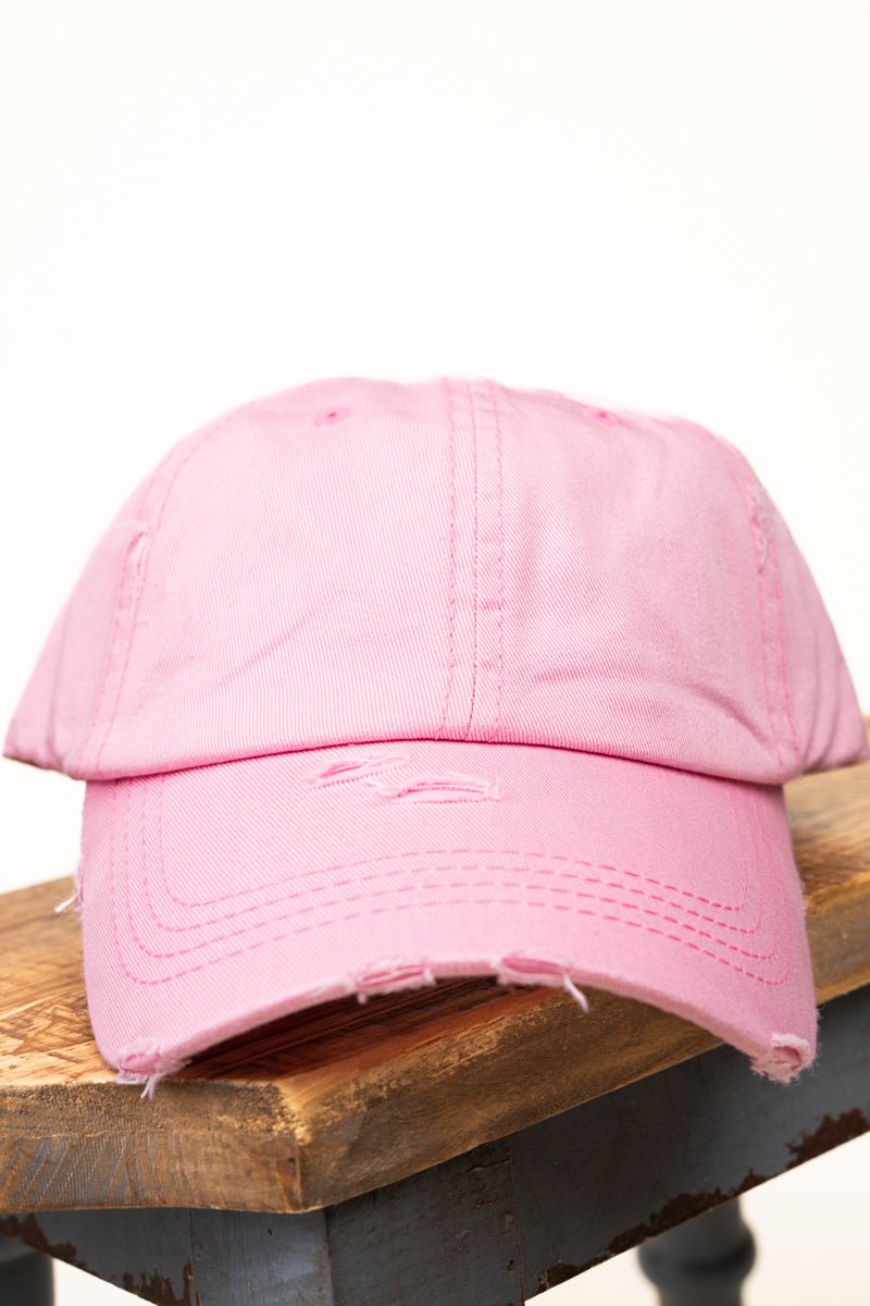 Distressed Pink Ponytail Cap  eWAM - Wholesale Accessory Market