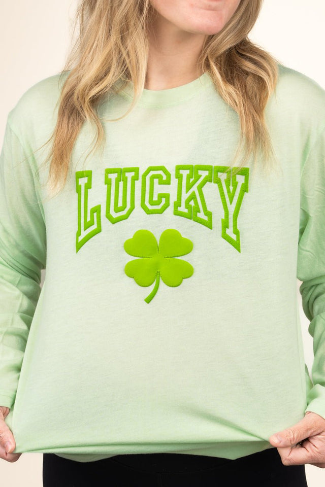 Clover Lucky Puff Vinyl Adult Soft-Tek Blend Long Sleeve Tee - Wholesale Accessory Market