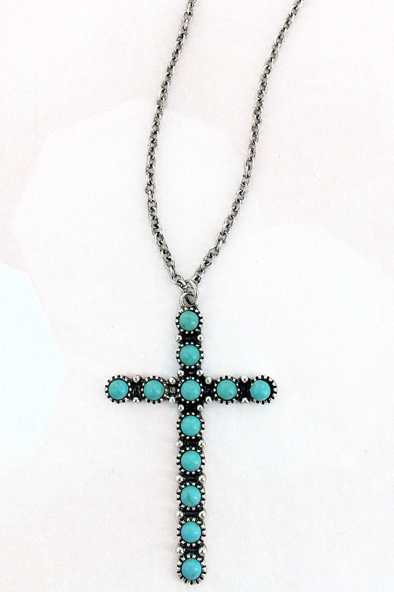 Turquoise Vickery Cross Necklace | Wholesale Accessory Market