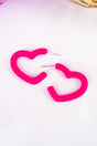 Crystal Avenue Bright Pink Open Heart Earrings - Wholesale Accessory Market