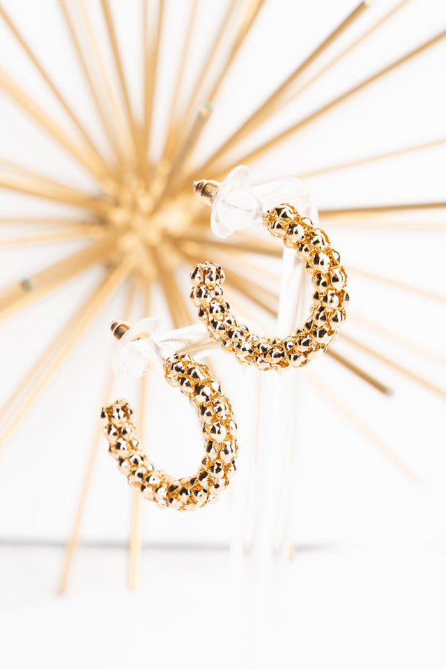 Crystal Avenue Textured Small Goldtone Hoop Earrings - Wholesale Accessory Market