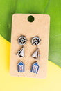 Coastal Craze Stud Earrings 3 Pair Set - Wholesale Accessory Market