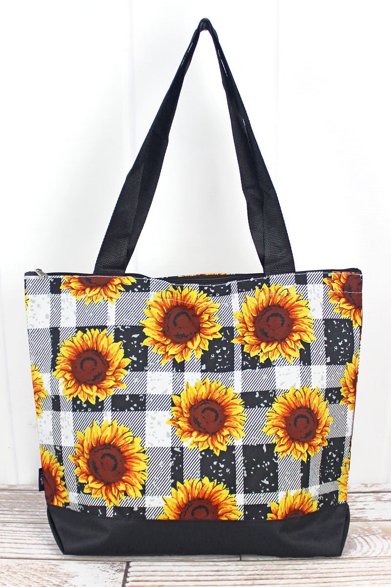 Sunflower Plaid with Black Trim Tote Bag | Wholesale Accessory Market