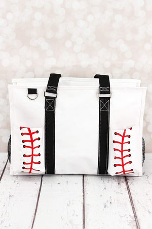 NGIL Baseball Laces Utility Tote with Black Trim - Wholesale Accessory Market