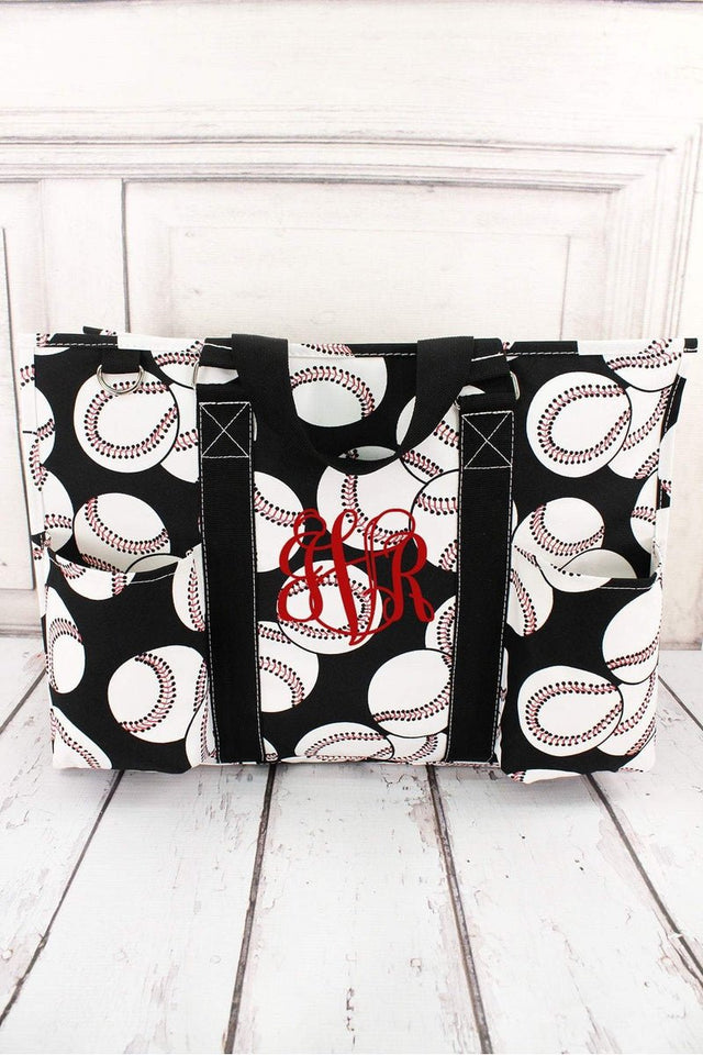 NGIL Baseball with Black Trim Large Organizer Tote - Wholesale Accessory Market