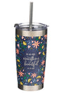 Everything Beautiful Stainless Steel Travel Mug with Straw - Wholesale Accessory Market