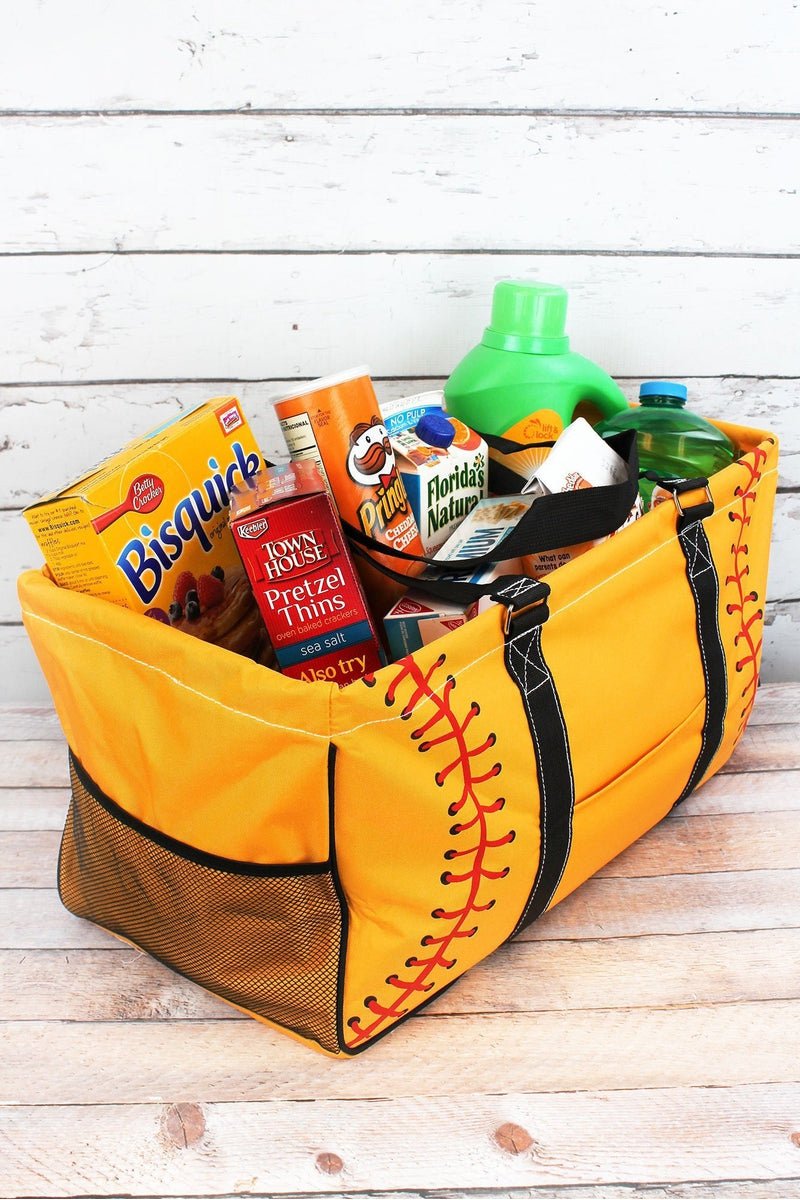 NGIL Softball Laces Collapsible Haul-It-All Basket with Mesh Pockets - Wholesale Accessory Market