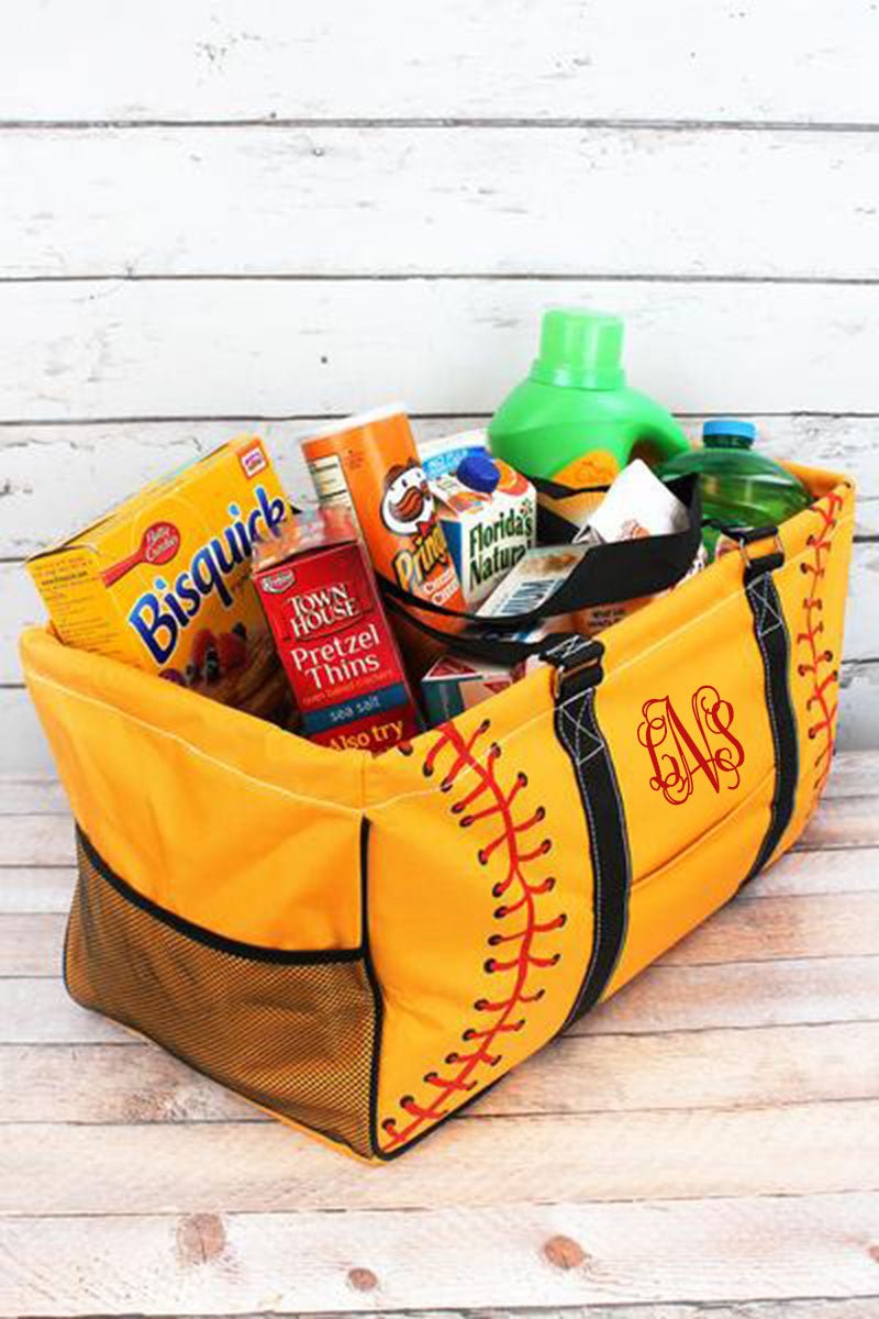 NGIL Softball Laces Collapsible Haul-It-All Basket with Mesh Pockets - Wholesale Accessory Market