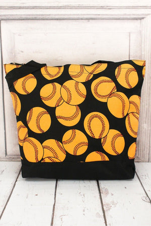 NGIL Softball with Black Trim Tote Bag - Wholesale Accessory Market