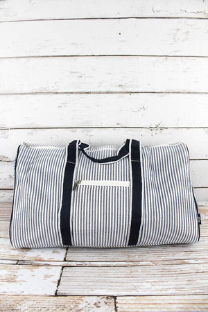 NGIL Navy Striped Seersucker Duffle Bag 21" - Wholesale Accessory Market