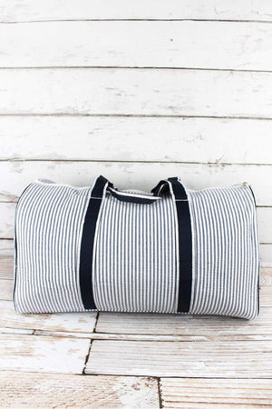 NGIL Navy Striped Seersucker Duffle Bag 21" - Wholesale Accessory Market