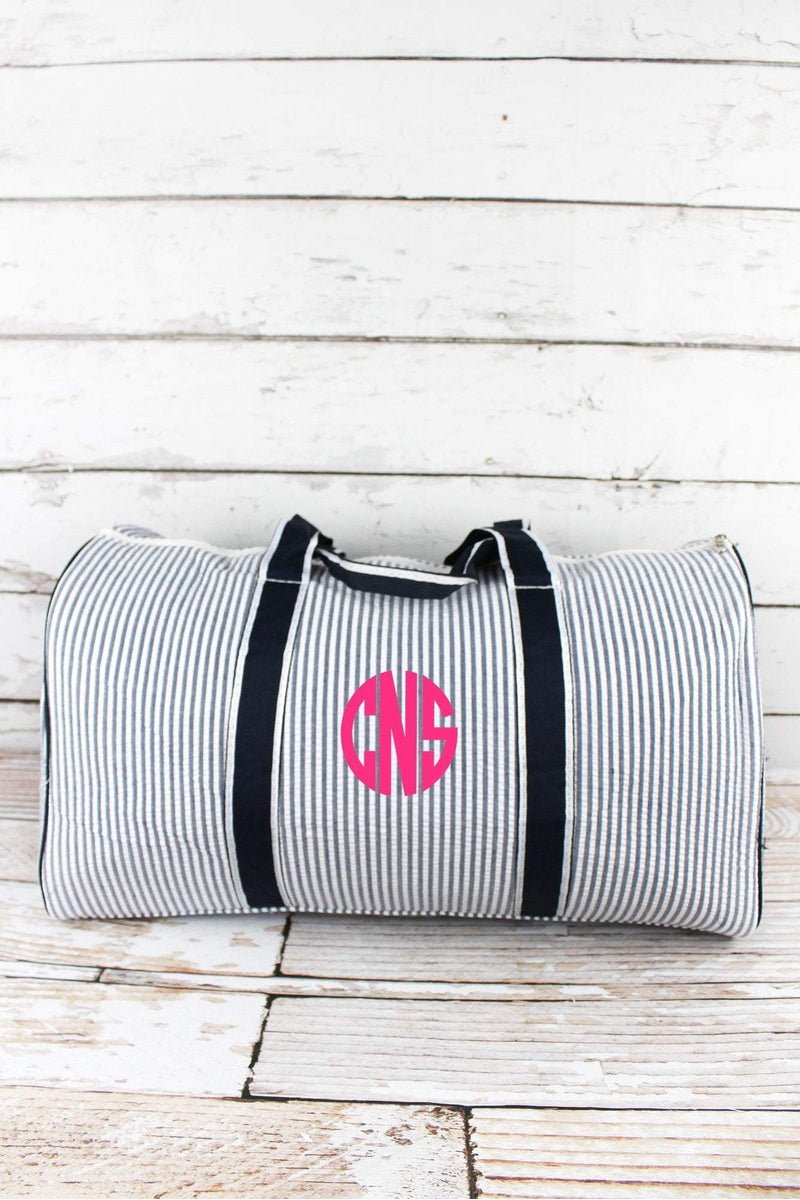 NGIL Navy Striped Seersucker Duffle Bag 21" - Wholesale Accessory Market