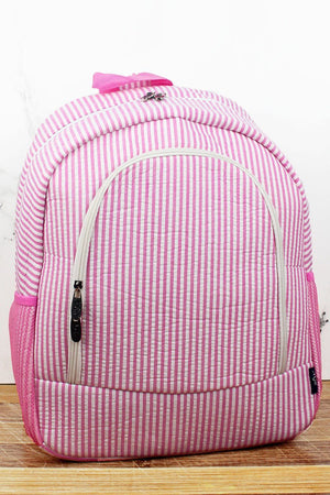 NGIL Pink Striped Seersucker Large Backpack - Wholesale Accessory Market