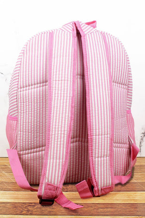 NGIL Pink Striped Seersucker Large Backpack - Wholesale Accessory Market