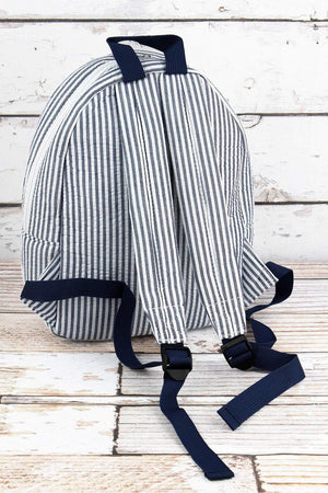 NGIL Navy Striped Seersucker Small Backpack - Wholesale Accessory Market