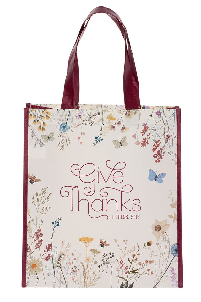 Give Thanks Topsy-Turvy Wildflower Tote Bag - Wholesale Accessory Market