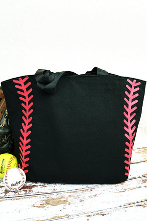 25% OFF! Black Baseball Laces Tote Bag - Wholesale Accessory Market