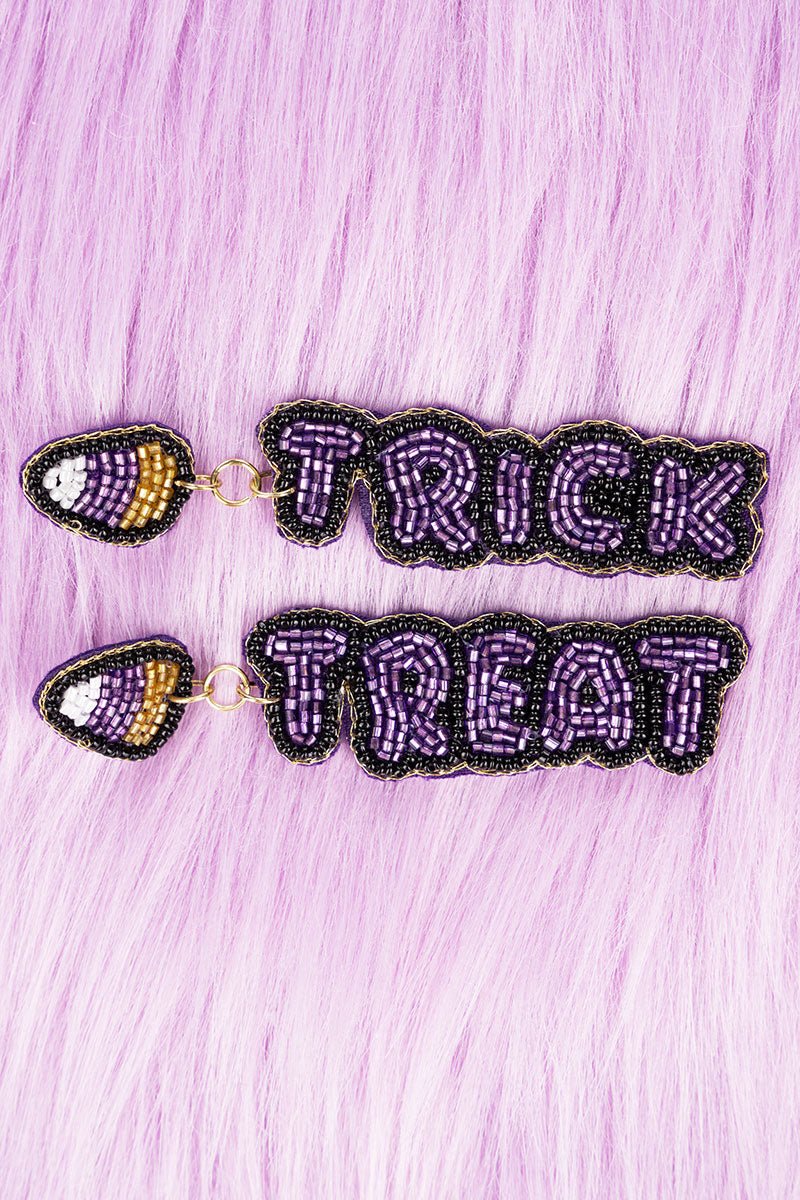 Candy Corn Purple 'Trick Treat' Seed Bead Earrings - Wholesale Accessory Market