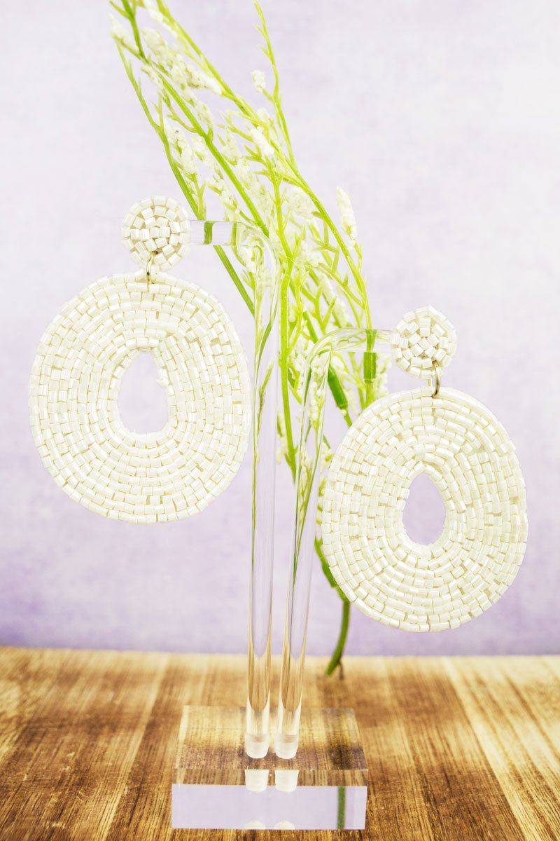 Alder White Seed Bead Earrings - Wholesale Accessory Market