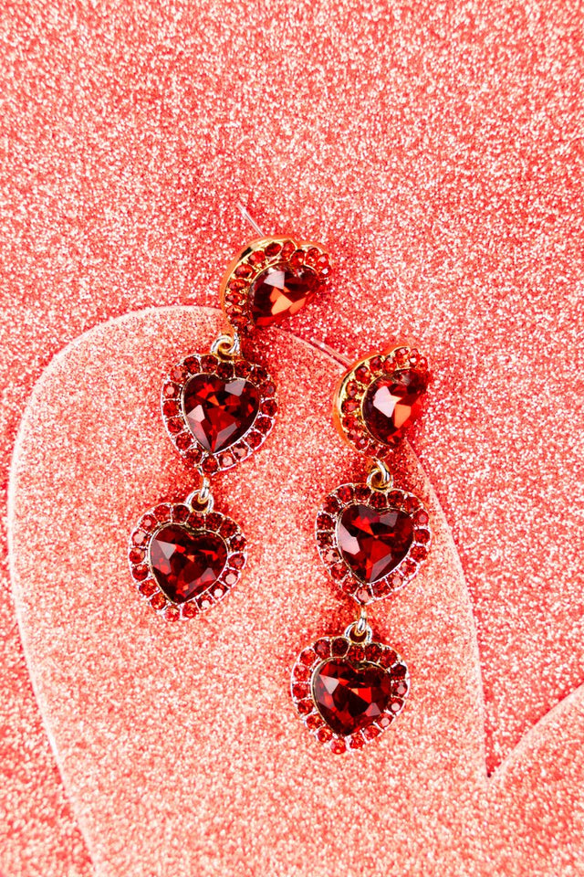 Viola Red Heart Drop Earrings - Wholesale Accessory Market