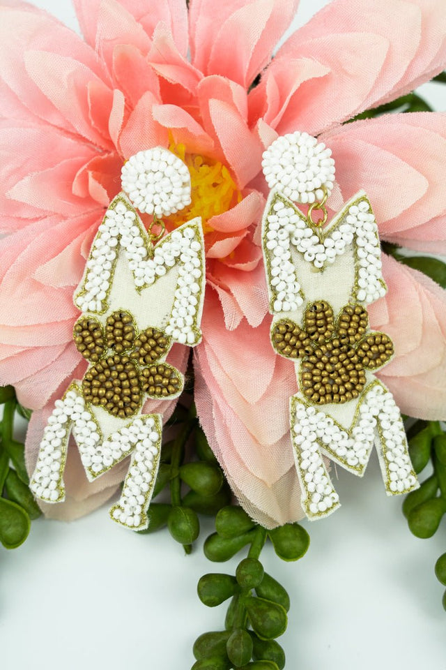 Viola White and Gold Paw Mom Earrings - Wholesale Accessory Market