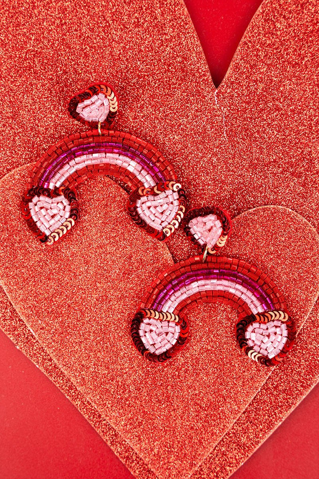 Viola Red Heart Rainbow Earrings - Wholesale Accessory Market