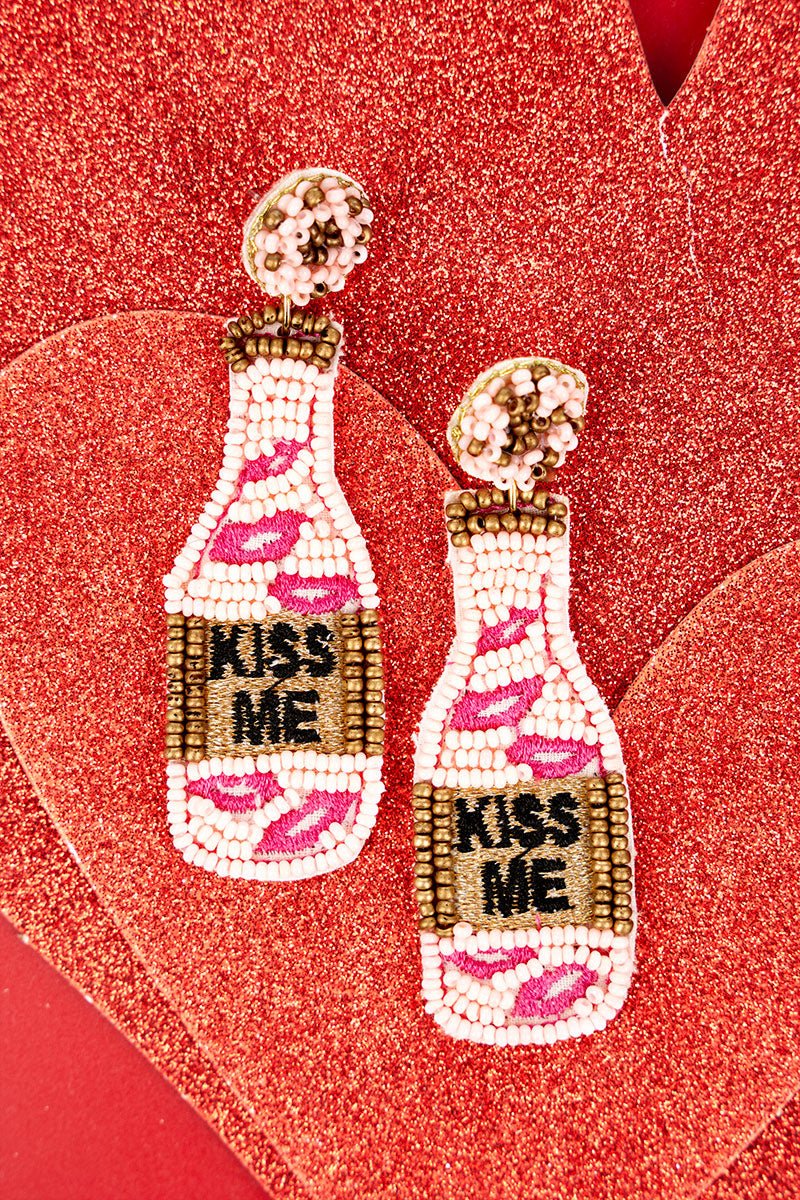 Viola Pink 'Kiss Me' Bottle Earrings - Wholesale Accessory Market