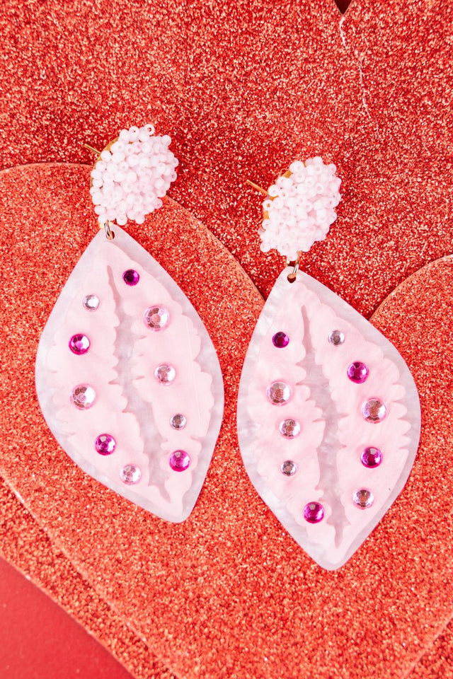 Viola Pink Kiss Acrylic and Seed Bead Earrings - Wholesale Accessory Market