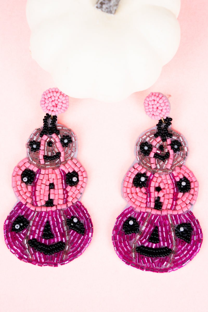 Viola Pink Candy Corn Ghost Seed Bead Earrings - Wholesale Accessory Market